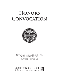 Honors Convocation Thursday, May 26, 2011 at 7 p.m. Humanities Theater