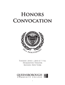Honors Convocation Tuesday, June 1, 2010 at 7 p.m. Humanities Theater