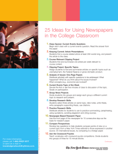 25 Ideas for Using Newspapers in the College Classroom 1. 2.