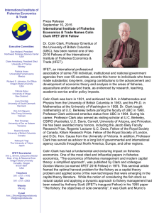 Press Release September 10, 2015  Dr. Colin Clark, Professor Emeritus of