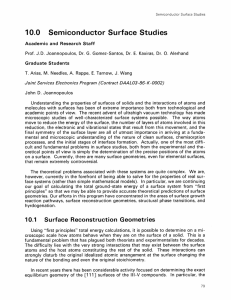 10.0 Semiconductor  Surface  Studies