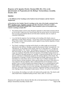 Response of St. Ignatius Parish, Chestnut Hill, MA, USA, to... Questionnaire in Preparation for the Bishops’ Extraordinary Assembly,