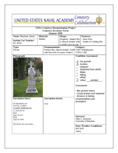 USNA Cemetery Documentation Project Cemetery Inventory Form Summer 2005 Name:
