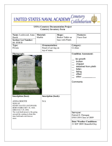 USNA Cemetery Documentation Project Cemetery Inventory Form  Name: