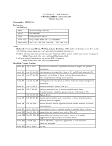 COURSE OUTLINE 2010-2011 MATHEMATICS 152 section 207 Linear Systems Corequisite: