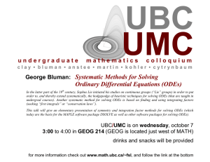 UMC UBC Systematic Methods for Solving Ordinary Differential Equations (ODEs)