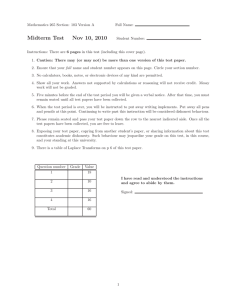 Midterm Test Nov 10, 2010