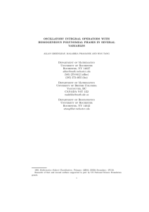 OSCILLATORY INTEGRAL OPERATORS WITH HOMOGENEOUS POLYNOMIAL PHASES IN SEVERAL VARIABLES Department of Mathematics