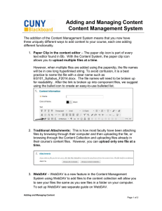 Adding and Managing Content Content Management System