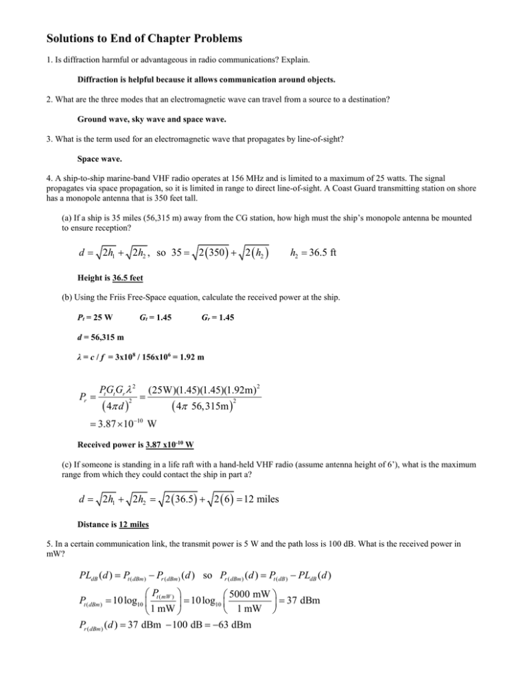 Solutions To End Of Chapter Problems