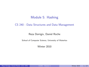 Module 5: Hashing CS 240 - Data Structures and Data Management
