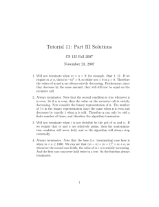 Tutorial 11: Part III Solutions CS 135 Fall 2007 November 23, 2007