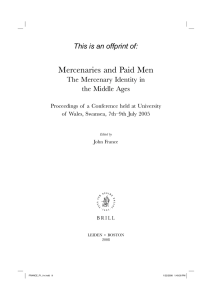 Mercenaries and Paid Men This is an offprint of: the Middle Ages