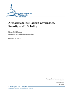 Afghanistan: Post-Taliban Governance, Security, and U.S. Policy Kenneth Katzman