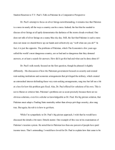 Student Reaction to T.V. Paul’s Talk on Pakistan In a... Dr. Paul’s attempt to focus on silver linings notwithstanding, it...