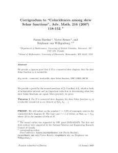 Corrigendum to “Coincidences among skew Schur functions”, Adv. Math. 216 (2007)