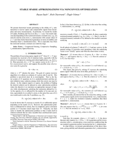 STABLE SPARSE APPROXIMATIONS VIA NONCONVEX OPTIMIZATION Rayan Saab , Rick Chartrand , ¨