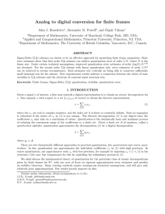 Analog to digital conversion for finite frames