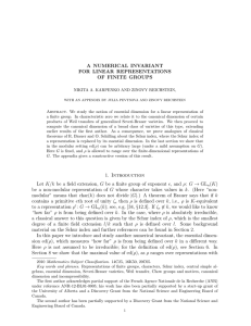 A NUMERICAL INVARIANT FOR LINEAR REPRESENTATIONS OF FINITE GROUPS