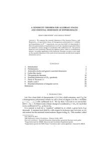 A GENERICITY THEOREM FOR ALGEBRAIC STACKS AND ESSENTIAL DIMENSION OF HYPERSURFACES