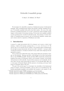Orderable 3-manifold groups S. Boyer , D. Rolfsen , B. Wiest