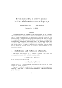 Local indicability in ordered groups: braids and elementary amenable groups Akbar Rhemtulla