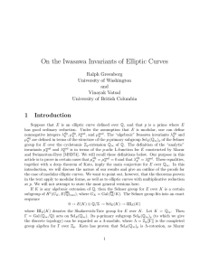 On the Iwasawa Invariants of Elliptic Curves 1 Introduction Ralph Greenberg