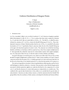 Uniform Distribution of Heegner Points