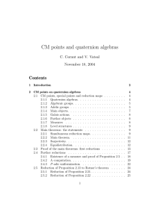 CM points and quaternion algebras Contents C. Cornut and V. Vatsal