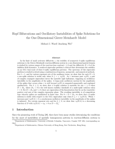 Hopf Bifurcations and Oscillatory Instabilities of Spike Solutions for