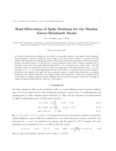 Hopf Bifurcation of Spike Solutions for the Shadow Gierer-Meinhardt Model 1