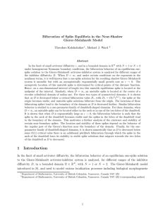 Bifurcation of Spike Equilibria in the Near-Shadow Gierer-Meinhardt Model Theodore Kolokolnikov