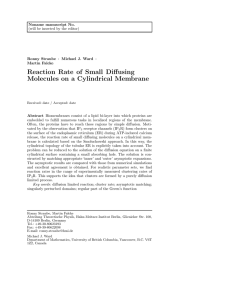 Reaction Rate of Small Diffusing Molecules on a Cylindrical Membrane