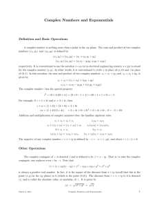 Complex Numbers and Exponentials Definition and Basic Operations