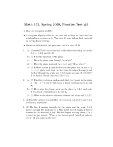 Math 152, Spring 2008, Practise Test #1