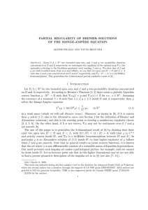 PARTIAL REGULARITY OF BRENIER SOLUTIONS OF THE MONGE-AMP ` ERE EQUATION