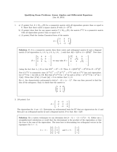 Qualifying Exam Problems: Linear Algebra and Differential Equations (Jan 10, 2015) 1.