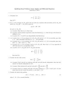 Qualifying Exam Problems: Linear Algebra and Differential Equations (September 9, 2014)