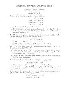 Differential Equations Qualifying Exam University of British Columbia August 30 2013