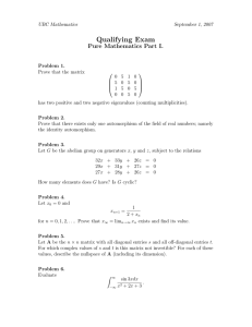 Qualifying Exam Pure Mathematics Part I.