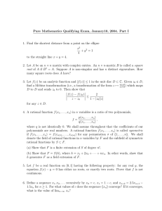 Pure Mathematics Qualifying Exam, January10, 2004. Part I