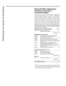 iness Microsoft Office Applications Proficiency Preparation – Certificate Program