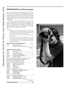 ts g Ar PHOTOGRAPHY Certificate Program