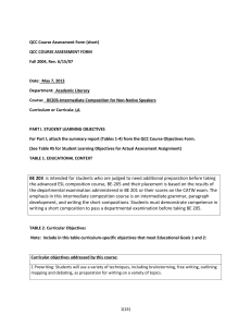 QCC Course Assessment Form (short) QCC COURSE ASSESSMENT FORM