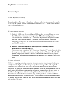 Tony Monahan Assessment Institute  Assessment Report PE-520: Beginning Swimming