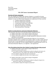 MA 128 Course Assessment Report