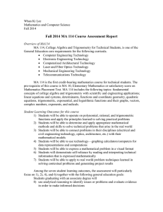 Fall 2014 MA 114 Course Assessment Report