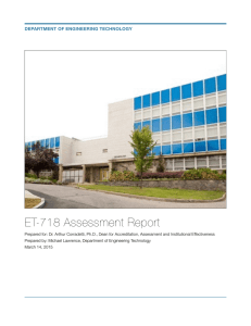ET-718 Assessment Report DEPARTMENT OF ENGINEERING TECHNOLOGY