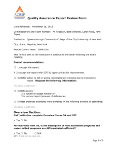 Quality Assurance Report Review Form: