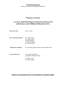 Program reviewed:  A.A./B.A. Dual/Joint Degree Program in Liberal Arts